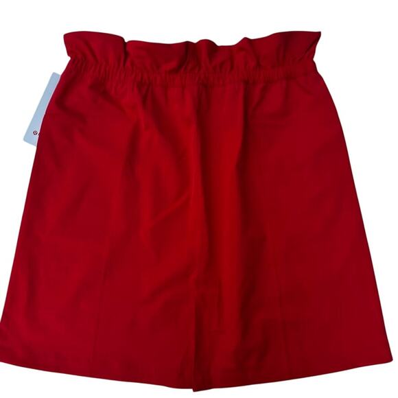 Lululemon Trip Taker Skirt Carnation Red NEW Size 14 Ruffle Paperbag Waist - Picture 4 of 6